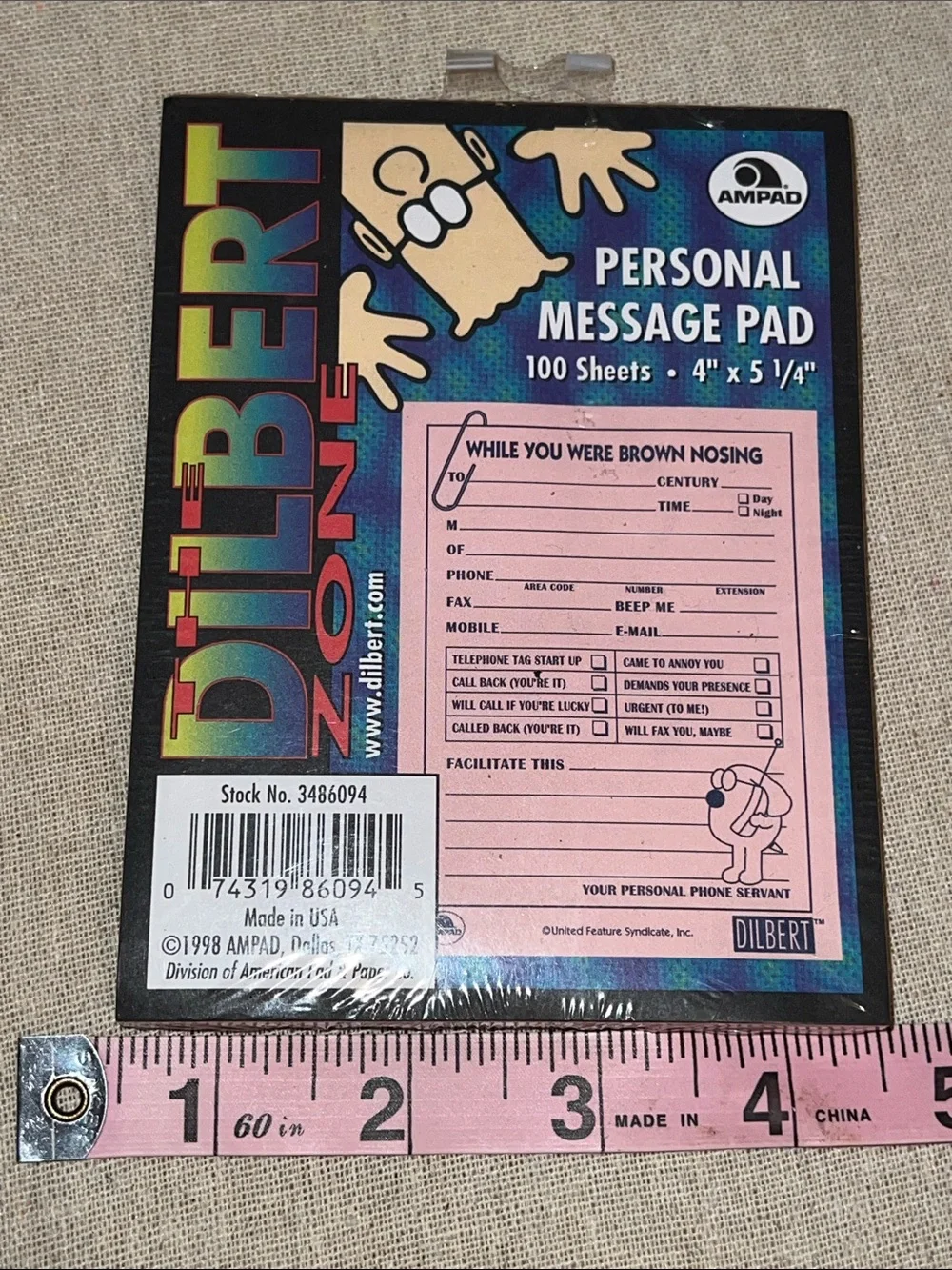 Vintage 1998 Dilbert Zone Personal Message Pad Ampad Sealed Retro Deadstock